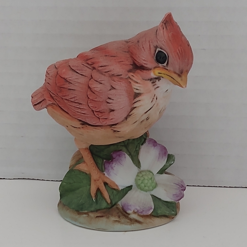 Vintage Baby Cardinal Ceramic Bird Figure
